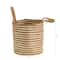 14'' Handwoven Stripe Natural Cotton and Jute Boho Chic Basket Planter